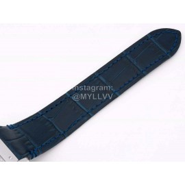 Cartier Square Hollow Dial Leather Strap Watch Silver