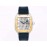 Cartier Square Hollow Dial Leather Strap Watch Gold