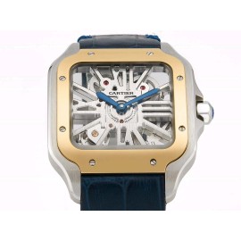 Cartier Square Hollow Dial Leather Strap Watch Gold