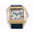 Cartier Square Hollow Dial Leather Strap Watch Gold
