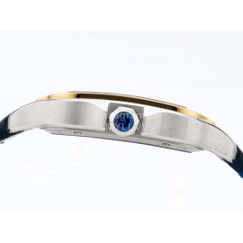 Cartier Square Hollow Dial Leather Strap Watch Gold