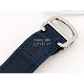 Cartier Square Hollow Dial Leather Strap Watch Gold