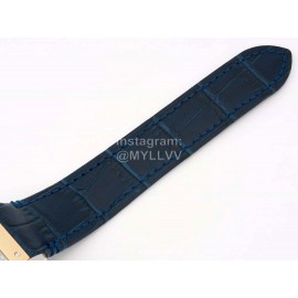 Cartier Square Hollow Dial Leather Strap Watch Gold