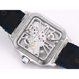 Cartier Square Hollow Dial Leather Strap Watch Gold