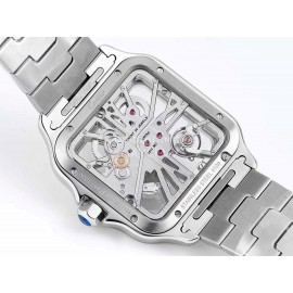 Cartier Square Hollow Dial Steel Strap Watch Silver