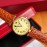 Cartier Vintage Gold Dial Leather Strap Watch For Women
