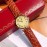 Cartier Vintage Gold Dial Leather Strap Watch For Women