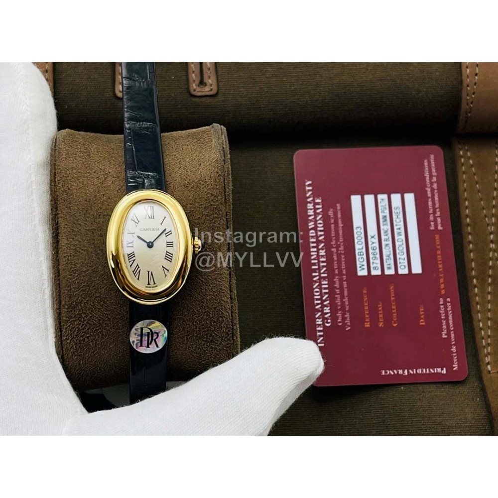 Cartier Dr Factory Baignoire Leather Strap Watch Black