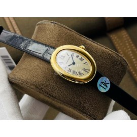 Cartier Dr Factory Baignoire Leather Strap Watch Black