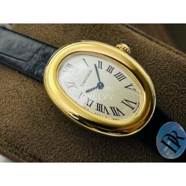 Cartier Dr Factory Baignoire Leather Strap Watch Black