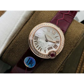 Ballon Blanc De Cartier Dr Factory Diamond Dial Watch For Women Wine Red