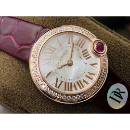 Ballon Blanc De Cartier Dr Factory Diamond Dial Watch For Women Wine Red