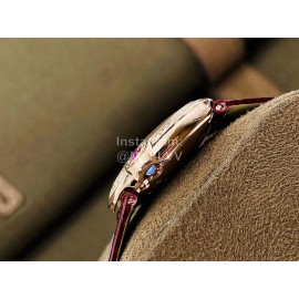 Ballon Blanc De Cartier Dr Factory Diamond Dial Watch For Women Wine Red