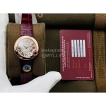 Ballon Blanc De Cartier Dr Factory Dial Watch For Women Wine Red