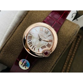 Ballon Blanc De Cartier Dr Factory Dial Watch For Women Wine Red