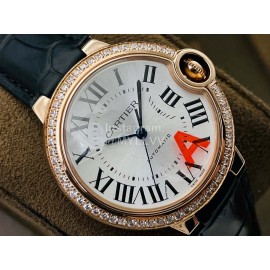 Cartier Eg Factory Diamond 33mm Dial Leather Strap Watch Black