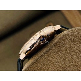 Cartier Eg Factory Diamond 33mm Dial Leather Strap Watch Black