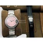 Cartier Eg Factory Diamond 33mm Dial Steel Strap Watch Pink