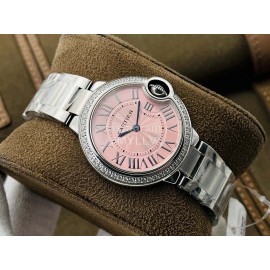 Cartier Eg Factory Diamond 33mm Dial Steel Strap Watch Pink