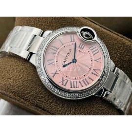 Cartier Eg Factory Diamond 33mm Dial Steel Strap Watch Pink