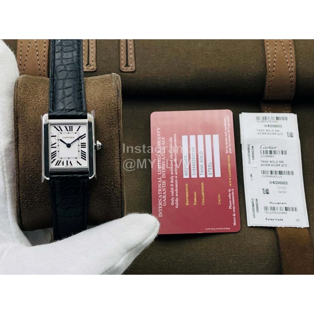 Cartier K11 Factory Tank Series Small Square Dial Leather Strap Watch
