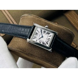 Cartier K11 Factory Tank Series Small Square Dial Leather Strap Watch
