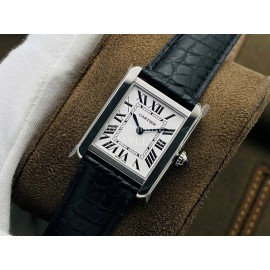 Cartier K11 Factory Tank Series Small Square Dial Leather Strap Watch
