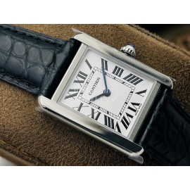 Cartier K11 Factory Tank Series Small Square Dial Leather Strap Watch