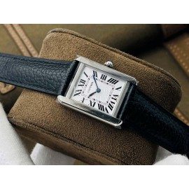 Cartier K11 Factory Tank Series Medium Square Dial Leather Strap Watch