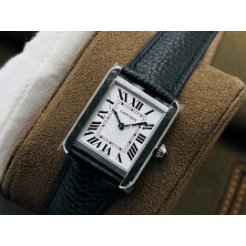 Cartier K11 Factory Tank Series Medium Square Dial Leather Strap Watch