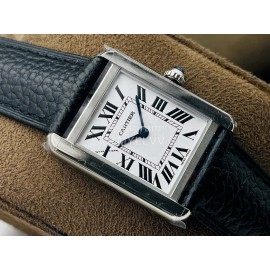 Cartier K11 Factory Tank Series Medium Square Dial Leather Strap Watch