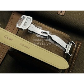 Cartier K11 Factory Tank Series Medium Square Dial Leather Strap Watch