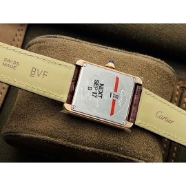 Cartier K11 Factory Tank Series Medium Square Dial Leather Strap Watch Brown