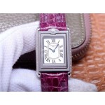 Cartier Tank Reversible Cabriolet Dial Leather Strap Watch Purple