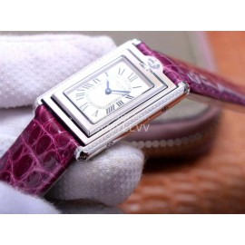 Cartier Tank Reversible Cabriolet Dial Leather Strap Watch Purple