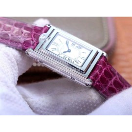 Cartier Tank Reversible Cabriolet Dial Leather Strap Watch Purple