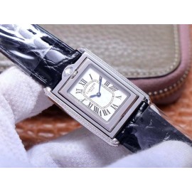 Cartier Tank Reversible Cabriolet Dial Leather Strap Watch Black