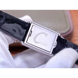 Cartier Tank Reversible Cabriolet Dial Leather Strap Watch Black