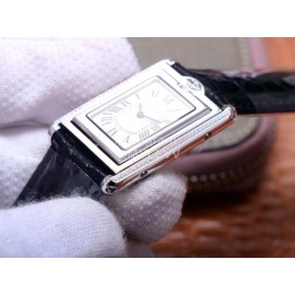 Cartier Tank Reversible Cabriolet Dial Leather Strap Watch Black