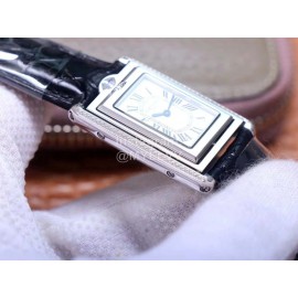 Cartier Tank Reversible Cabriolet Dial Leather Strap Watch Black
