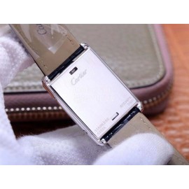 Cartier Tank Reversible Cabriolet Dial Leather Strap Watch Black