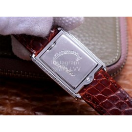 Cartier Tank Reversible Cabriolet Dial Leather Strap Watch Brown