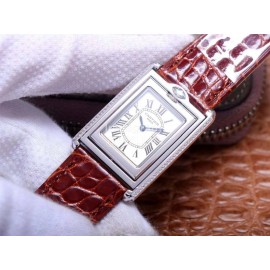 Cartier Tank Reversible Cabriolet Dial Leather Strap Watch Brown