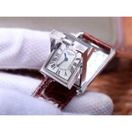 Cartier Tank Reversible Cabriolet Dial Leather Strap Watch Brown