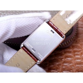 Cartier Tank Reversible Cabriolet Dial Leather Strap Watch Brown
