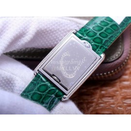 Cartier Tank Reversible Cabriolet Dial Leather Strap Watch Green