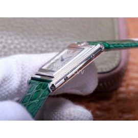 Cartier Tank Reversible Cabriolet Dial Leather Strap Watch Green