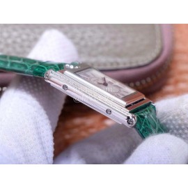Cartier Tank Reversible Cabriolet Dial Leather Strap Watch Green