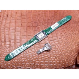 Cartier Tank Reversible Cabriolet Dial Leather Strap Watch Green