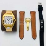 Cartier Bv Factory Square Dial Steel Strap Watch Gold